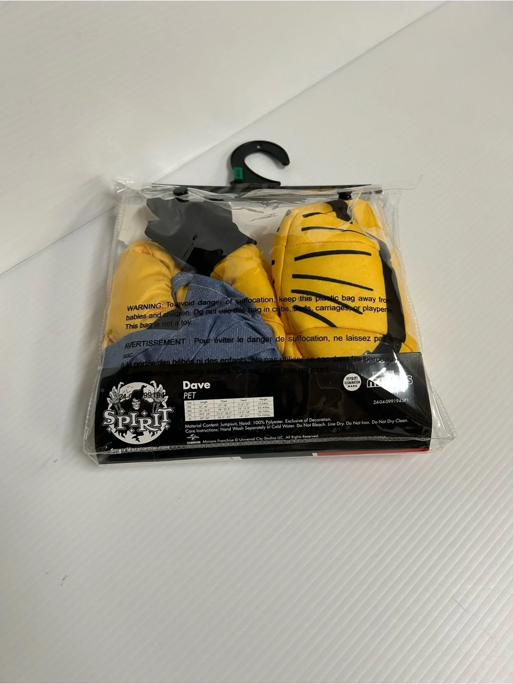 Minions Dave Dog Pet Halloween Costume Size Large 29-44 lbs